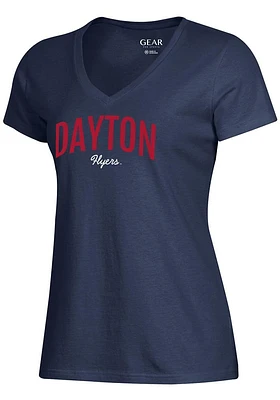 Gear for Sports Dayton Flyers Womens Navy Blue Mia Short Sleeve T-Shirt