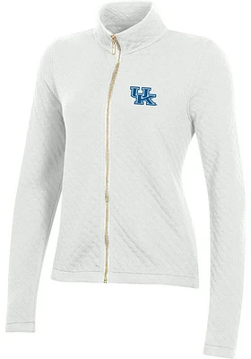 Gear for Sports Kentucky Wildcats Womens White Relaxed Quilted Long Sleeve Full Zip Jacket