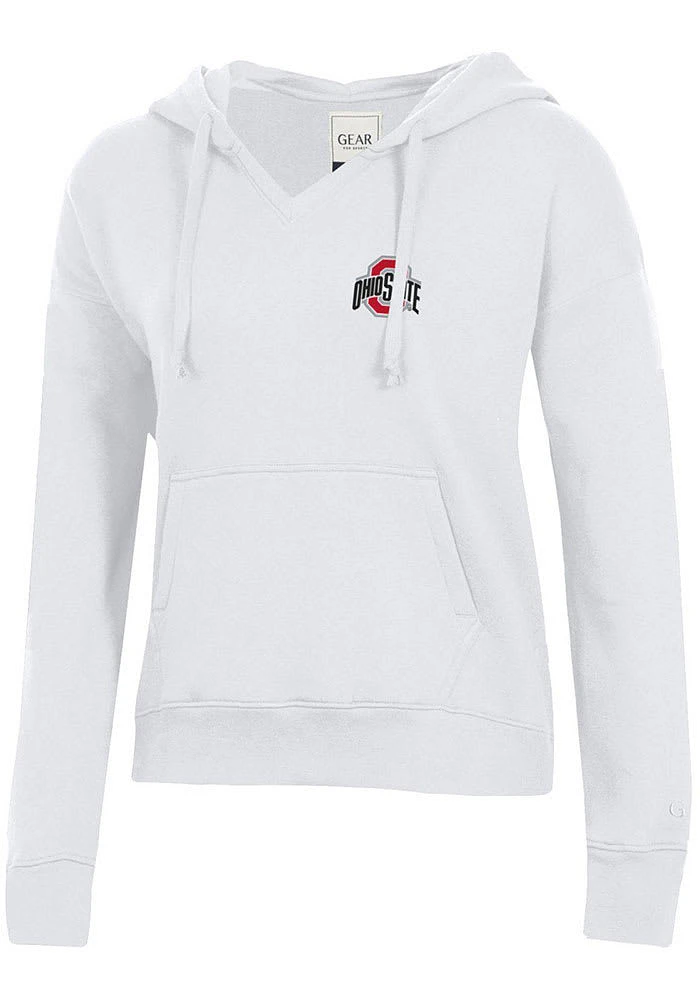 Gear for Sports Ohio State Buckeyes Womens White Big Cotton Hooded Sweatshirt