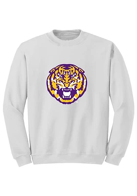 LSU Tigers Mens White Vault Logo Long Sleeve Crew Sweatshirt
