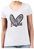 4Her Columbus Blue Jackets Womens Leopard Heart Fitted Design Short Sleeve T-Shirt