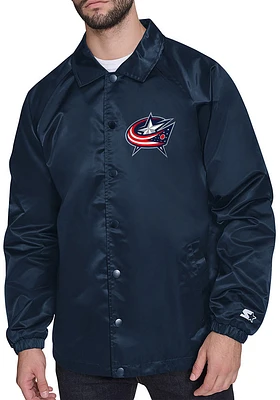 Starter Columbus Blue Jackets Mens Navy Shield Medium Weight Jacket