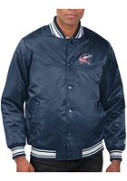 Starter Columbus Blue Jackets Mens Navy Stacked Logo Medium Weight Jacket