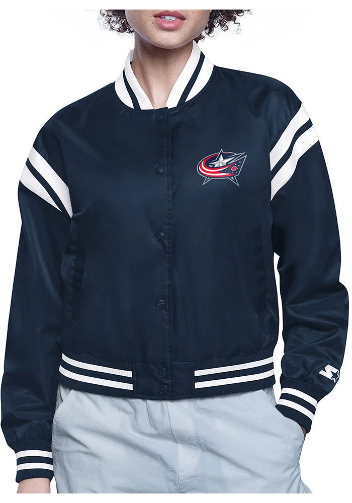 Starter Columbus Blue Jackets Womens Navy Circe Logo Medium Weight Jacket