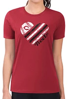 4Her Cincinnati Reds Womens Heart Fitted Design Short Sleeve T-Shirt