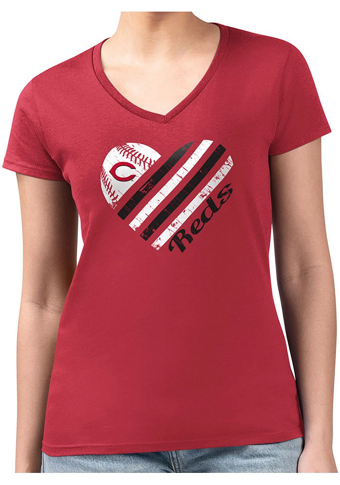 4Her Cincinnati Reds Womens Heart Fitted Short Sleeve T-Shirt