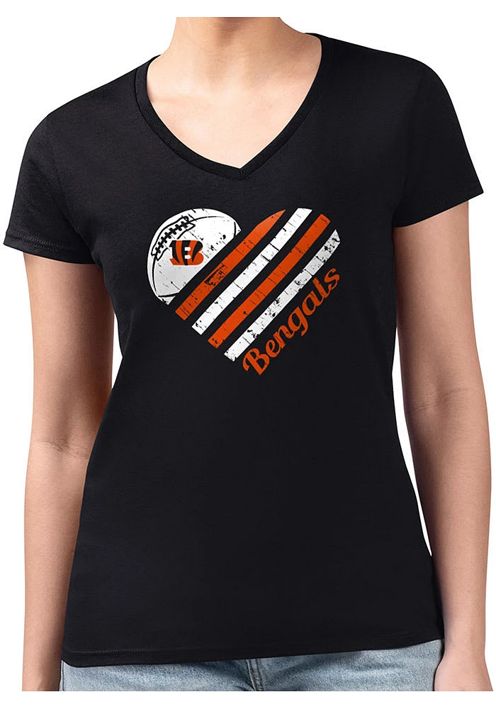 4Her Cincinnati Bengals Womens Heart Fitted Design Short Sleeve T-Shirt