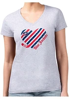 4Her Columbus Blue Jackets Womens Grey Heart Fitted Short Sleeve T-Shirt