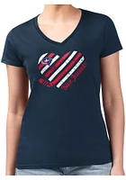 4Her Columbus Blue Jackets Womens Navy Heart Fitted Style Short Sleeve T-Shirt