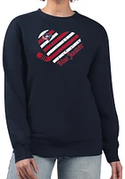 4Her Columbus Blue Jackets Womens Navy Heart Crew Sweatshirt