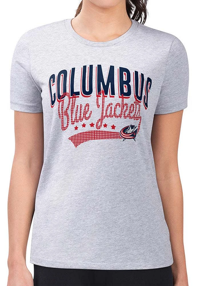 4Her Columbus Blue Jackets Womens Filigree Fitted Short Sleeve T-Shirt