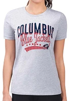 4Her Columbus Blue Jackets Womens Filigree Fitted Short Sleeve T-Shirt