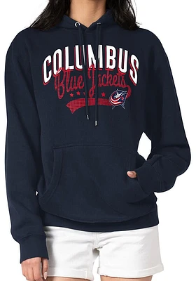 4Her Columbus Blue Jackets Womens Navy Filigree Hooded Sweatshirt