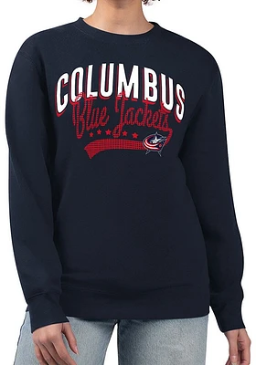 4Her Columbus Blue Jackets Womens Navy Filigree Crew Sweatshirt