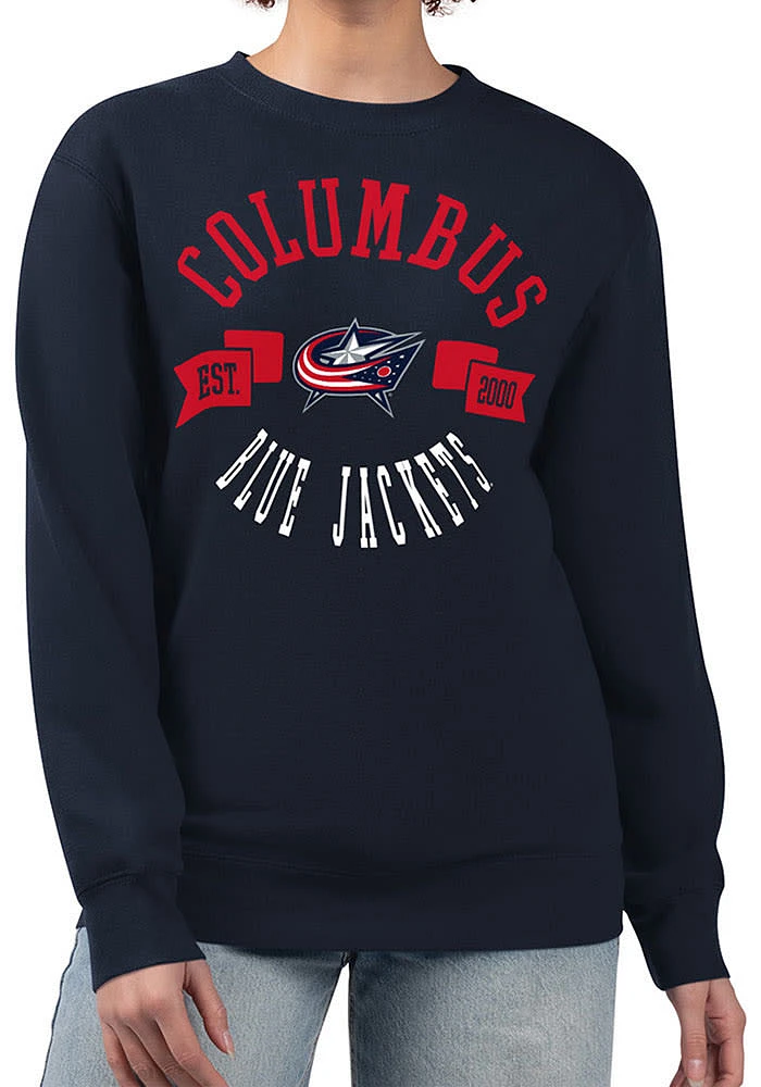 4Her Columbus Blue Jackets Womens Navy City Crew Sweatshirt