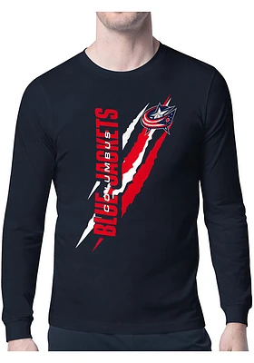 Columbus Blue Jackets Navy Color Scratch Long Sleeve T Shirt