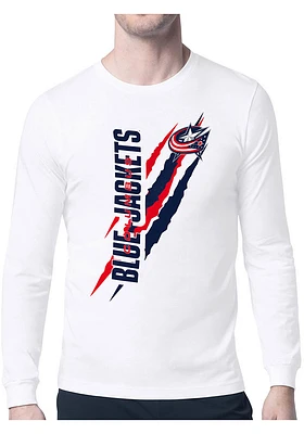 Starter Columbus Blue Jackets White Color Scratch Long Sleeve T Shirt