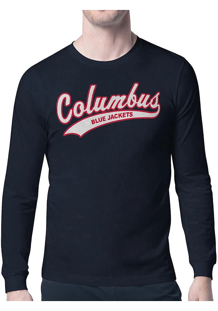 Starter Columbus Blue Jackets Navy Tailsweep Long Sleeve T Shirt