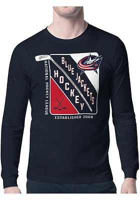 Starter Columbus Blue Jackets Navy Shield Long Sleeve T Shirt