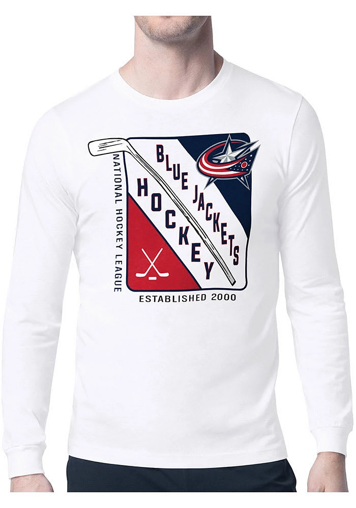 Starter Columbus Blue Jackets White Shield Long Sleeve T Shirt