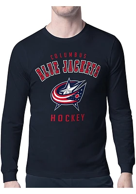 Starter Columbus Blue Jackets Navy Logo Long Sleeve T Shirt