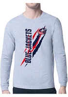 Columbus Blue Jackets Grey Color Scratch Long Sleeve T Shirt