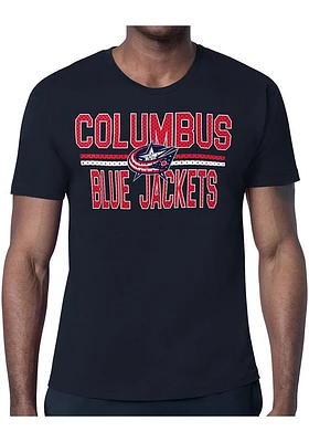 Starter Columbus Blue Jackets Navy Mesh Logo Short Sleeve T Shirt