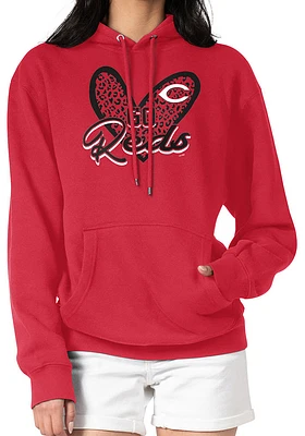 4Her Cincinnati Reds Womens Leopard Heart Hooded Sweatshirt