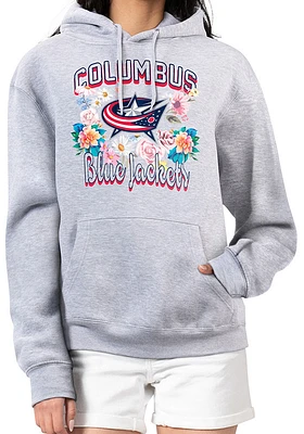 4Her Columbus Blue Jackets Womens Flowers Hooded Sweatshirt