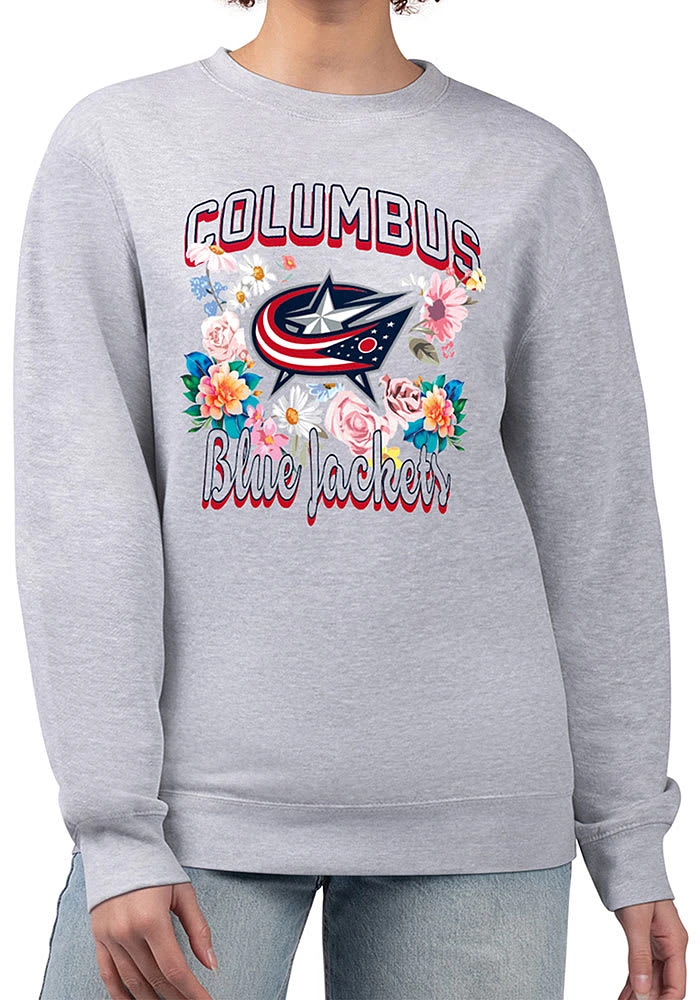 4Her Columbus Blue Jackets Womens Flowers Crew Sweatshirt