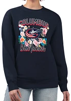 4Her Columbus Blue Jackets Womens Navy Flowers Crew Sweatshirt