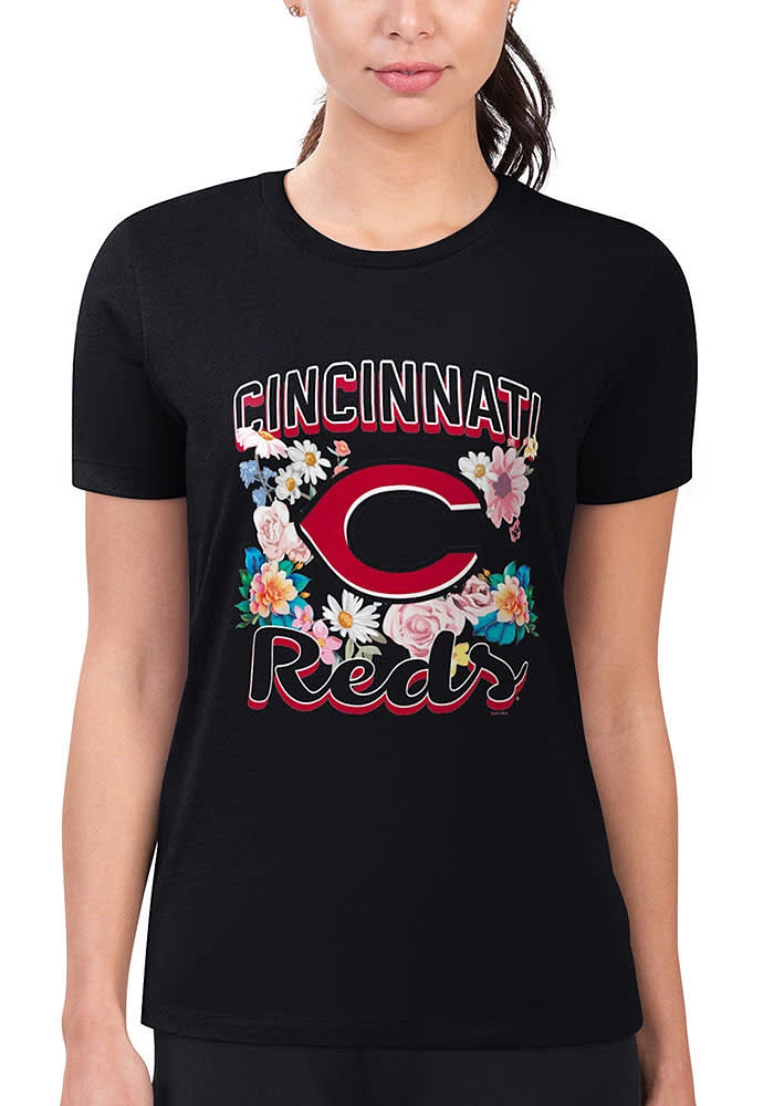 4Her Cincinnati Reds Womens Flowers Short Sleeve T-Shirt