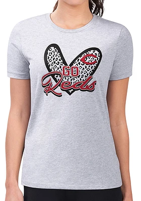 4Her Cincinnati Reds Womens Leopard Heart Short Sleeve T-Shirt