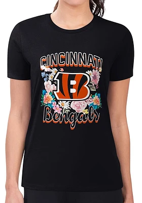 4Her Cincinnati Bengals Womens Flowers Short Sleeve T-Shirt