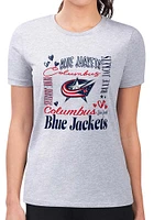 4Her Columbus Blue Jackets Womens Collage Fitted Short Sleeve T-Shirt