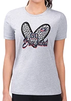 4Her Columbus Blue Jackets Womens Leopard Heart Fitted Short Sleeve T-Shirt