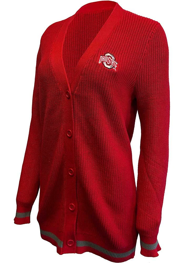 Ohio State Buckeyes Womens Red Vermillion Long Sleeve Cardigan