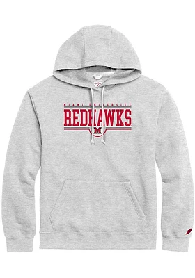 Miami RedHawks Mens Grey Field Goal Flat Name Long Sleeve Hoodie