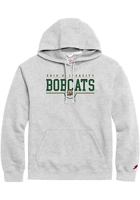 Ohio Bobcats Mens Grey Field Goal Flat Name Long Sleeve Hoodie