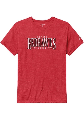 Miami RedHawks Red Part Time Flat Name Short Sleeve Fashion T Shirt