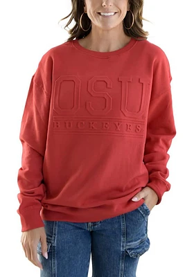 Gameday Social Ohio State Buckeyes Womens Red College Lines Crew Sweatshirt