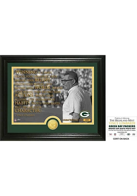 Green Bay Packers Vince Lombardi Bronze Coin 13x16 Picture Frame - Black