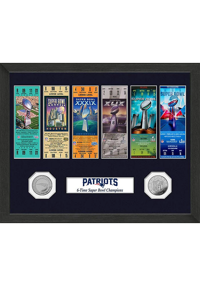 New England Patriots Super Bowl Ticket Collection Plaque