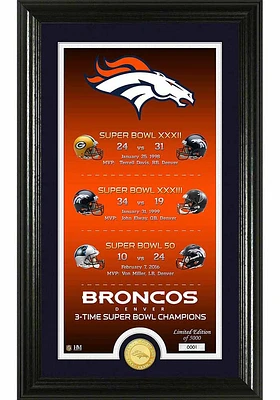 Denver Broncos Legacy Bronze Coin Photo Mint Plaque