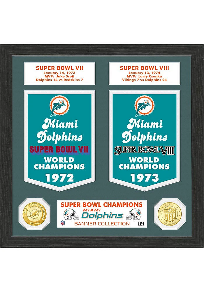Miami Dolphins Super Bowl Banner Collection Plaque