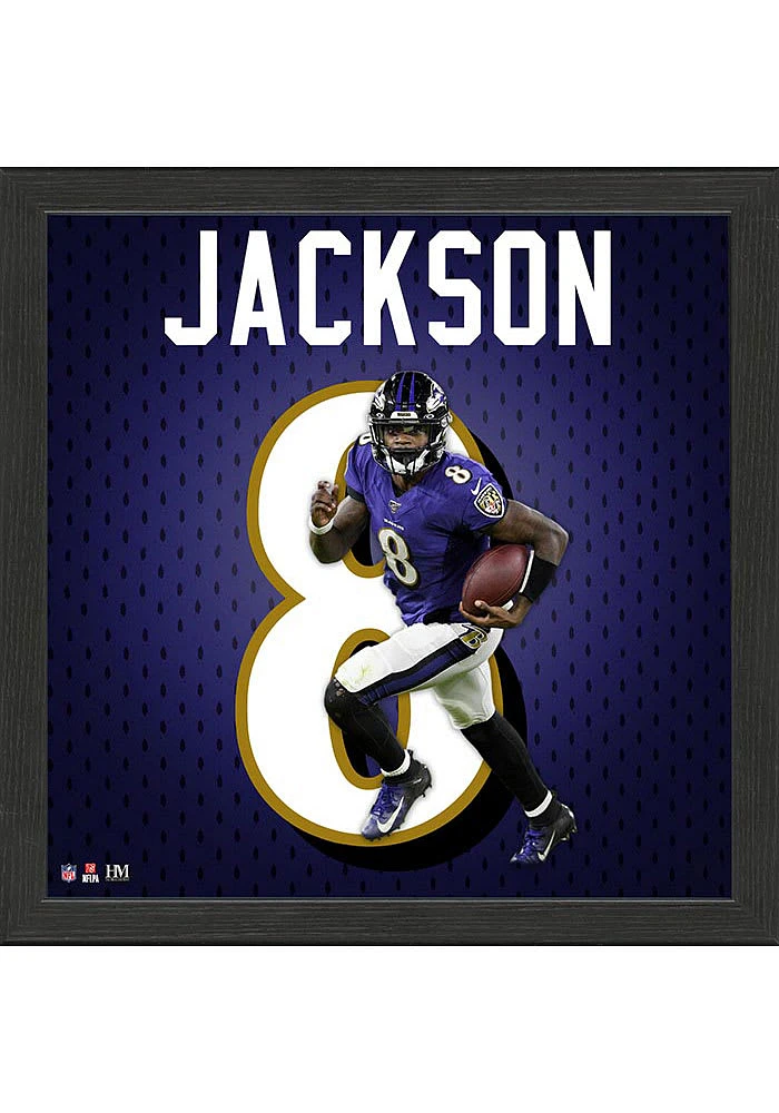 Baltimore Ravens Lamar Jackson Impact Jersey Picture Frame - Black
