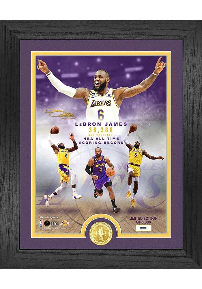 Los Angeles Lakers Lebron James All-Time Scoring Record Legend Picture Frame - Purple