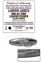 Los Angeles Lakers Lebron James All-Time Scoring Record Silver Plated Collectible Coin