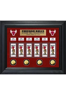 Chicago Bulls Six Time NBA Champions Deluxe Gold Coin and Banner Collection Plaque