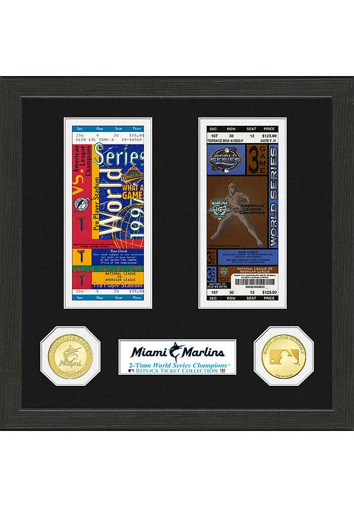 Miami Marlins World Series Ticket Collection Plaque